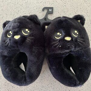 Kids Glow-in-the-dark Slippers with Kitty Design Black Size 11/12 Unisex New
